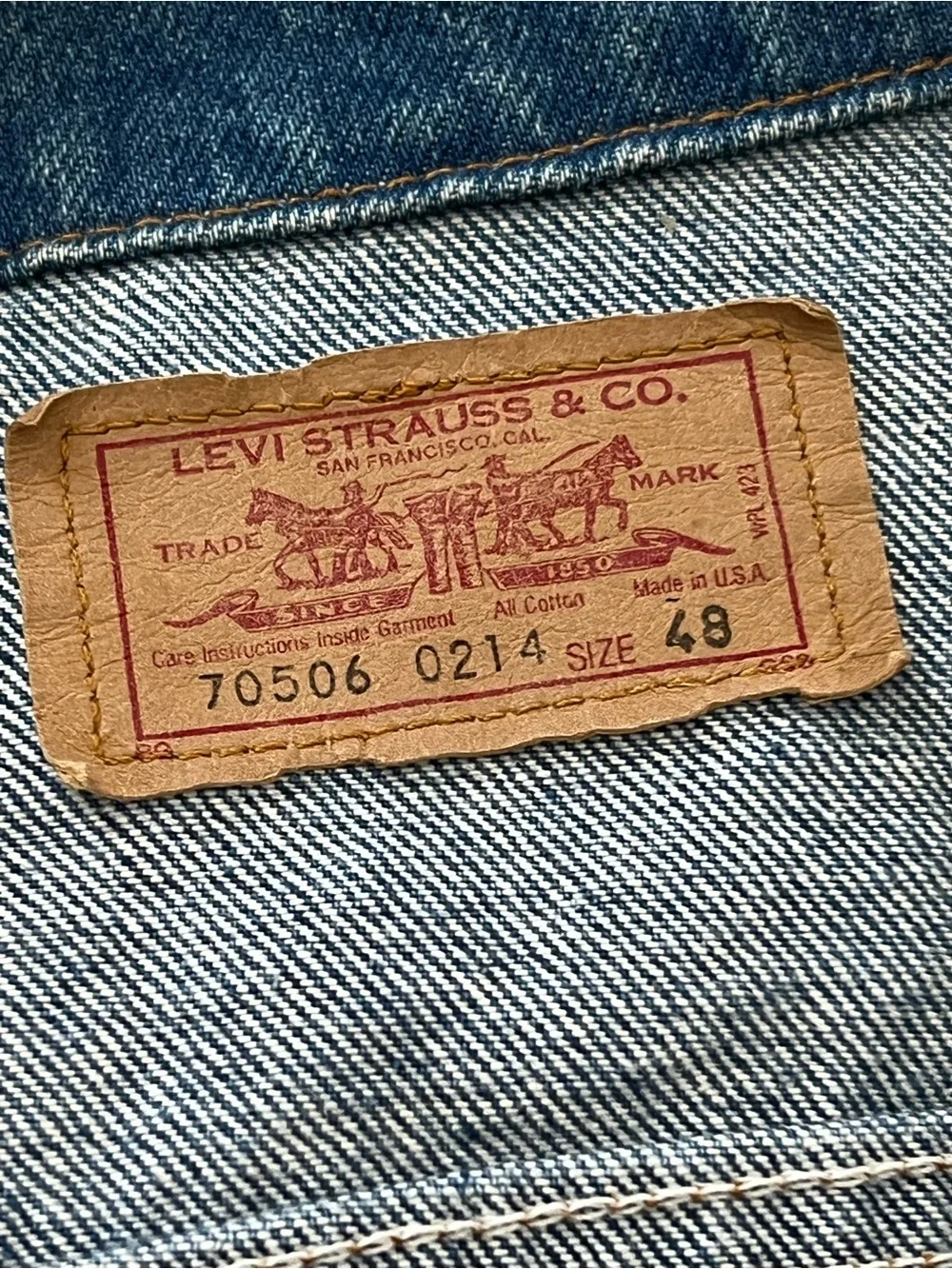 VTG Levis 70506 0216 Denim Trucker Jacket USA Made Size 48R Red Tab - Picture 2 of 13